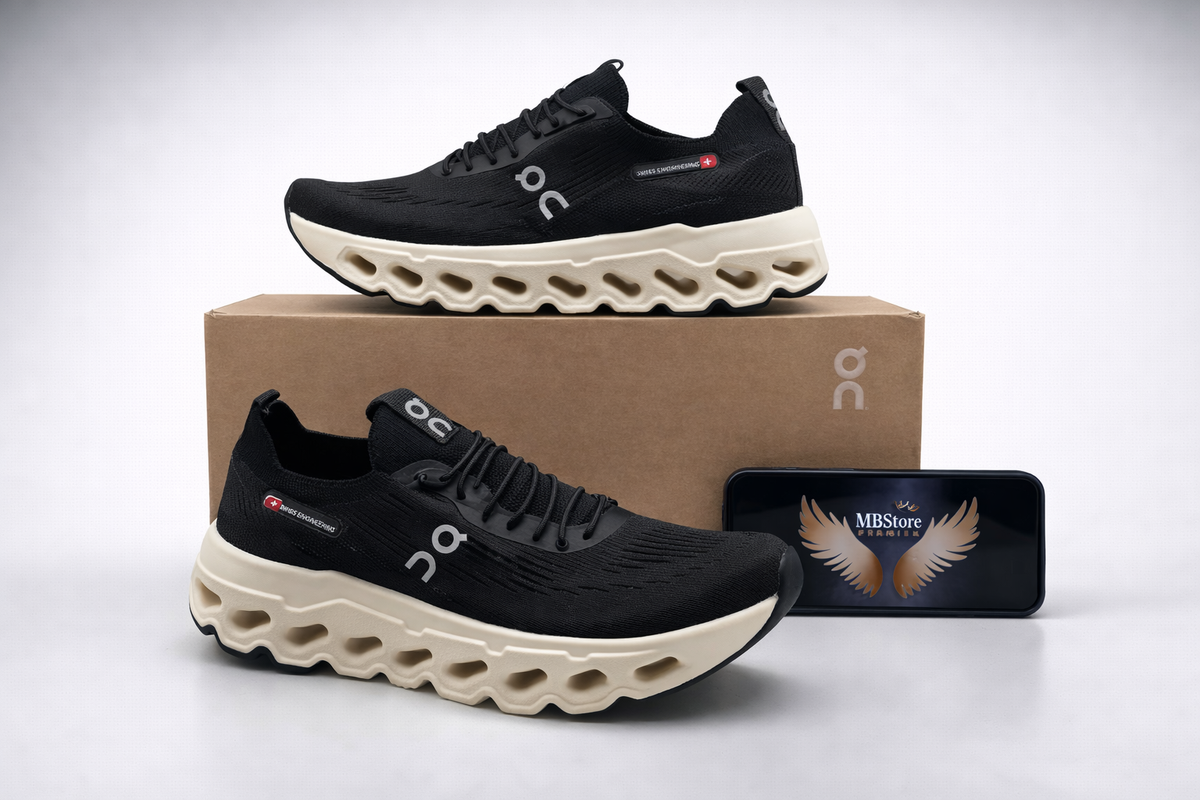 Tênis Unissex On Cloud Knit Preto Branco Premium