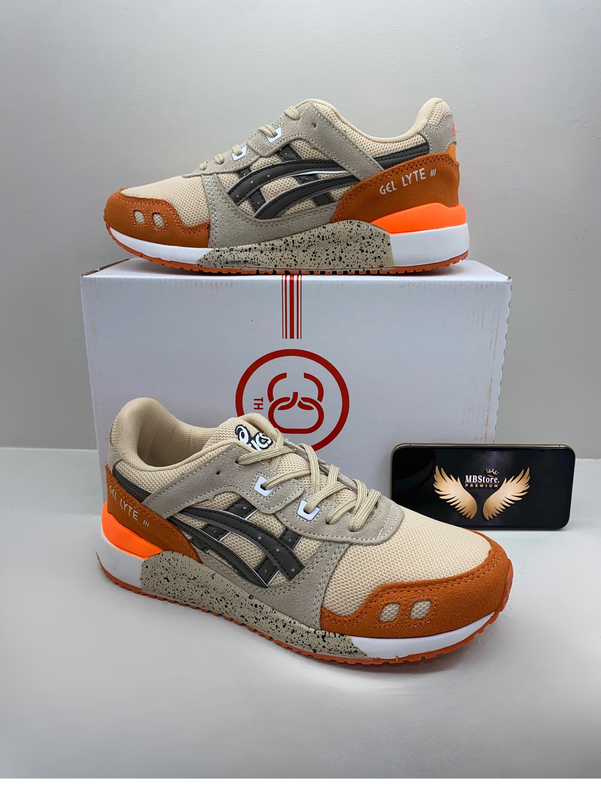 Tênis Masculino Asics Gel-Lyte III Bege/Laranja Premium em Couro