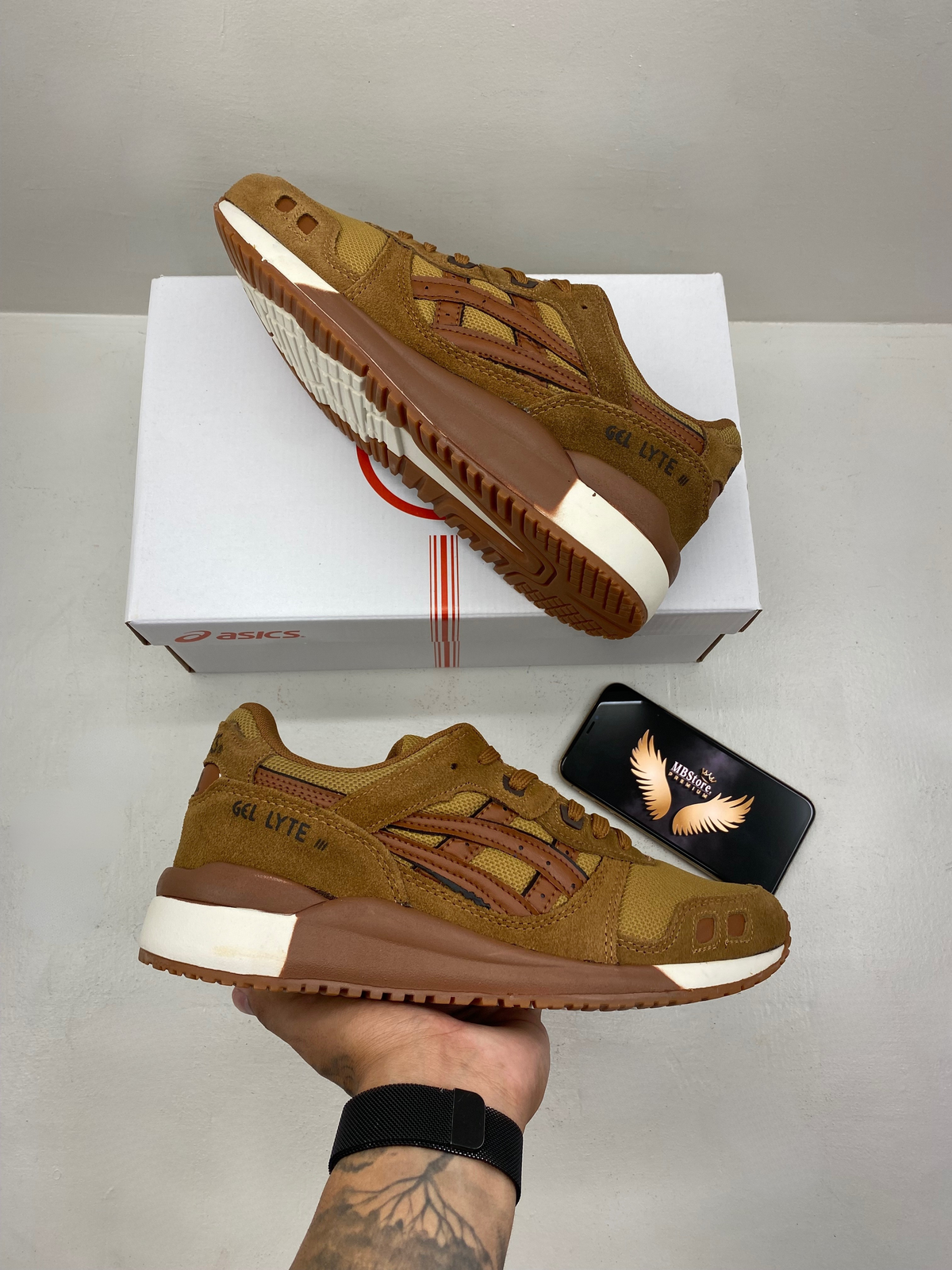 Tênis Masculino Asics Gel-Lyte III Caramelo Premium em Couro