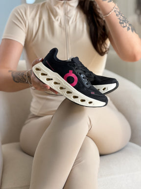 Tênis On Cloud Importado Preto Rosa feminino