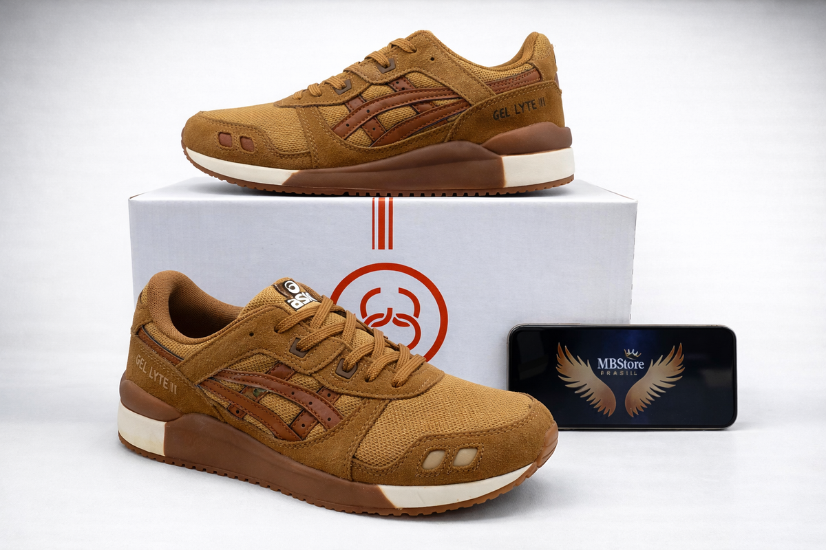 Tênis Masculino Asics Gel-Lyte III Caramelo Premium em Couro