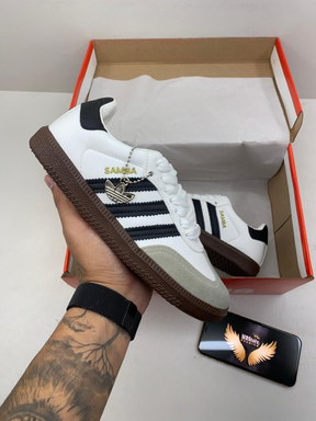 Adidas Samba Feminino Preto-Branco (EM COURO) DOIS CADARÇOS