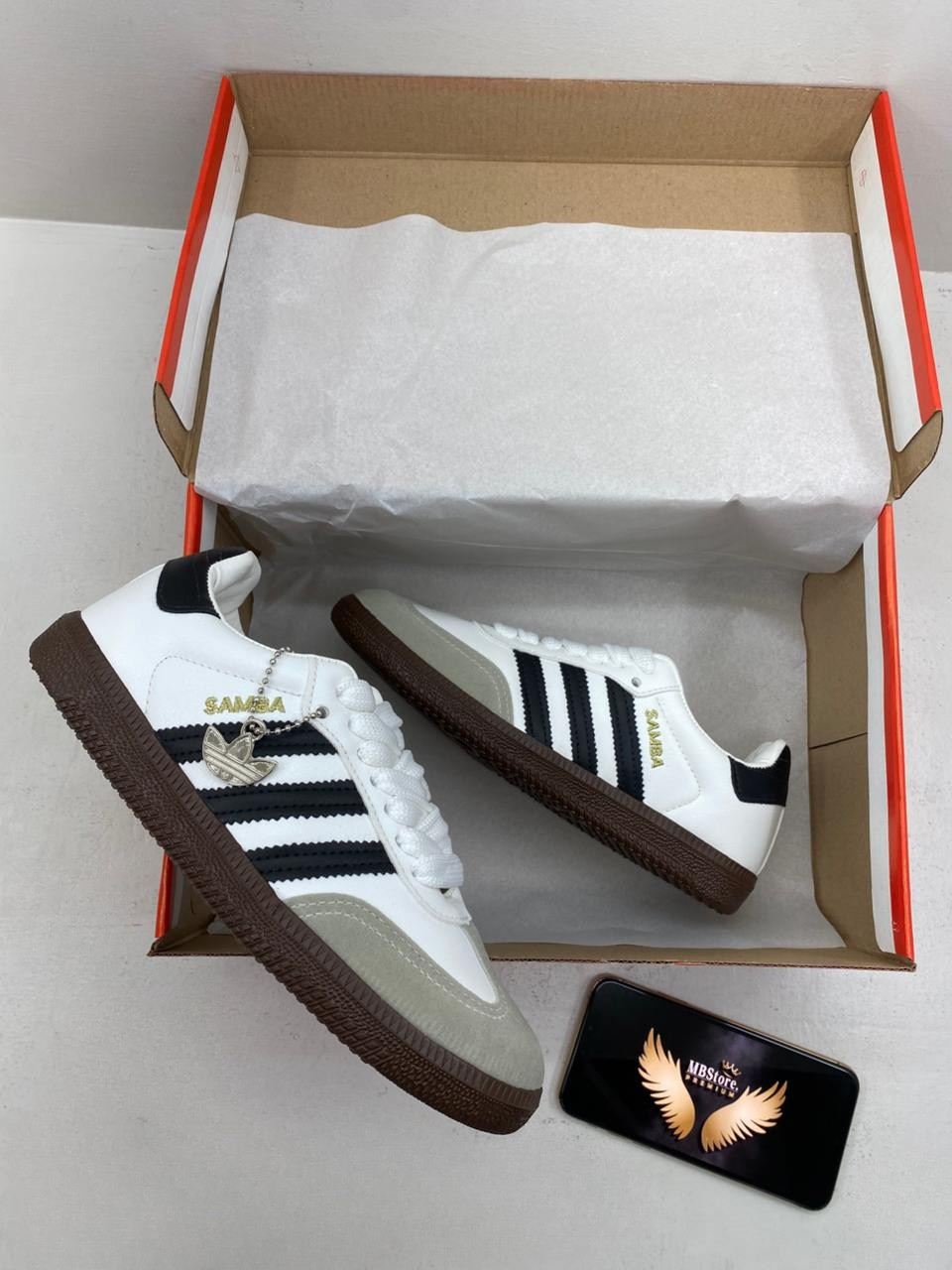 Adidas Samba Feminino Preto-Branco (EM COURO) DOIS CADARÇOS